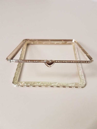 Silver Hinge Ring SQUARE HEART